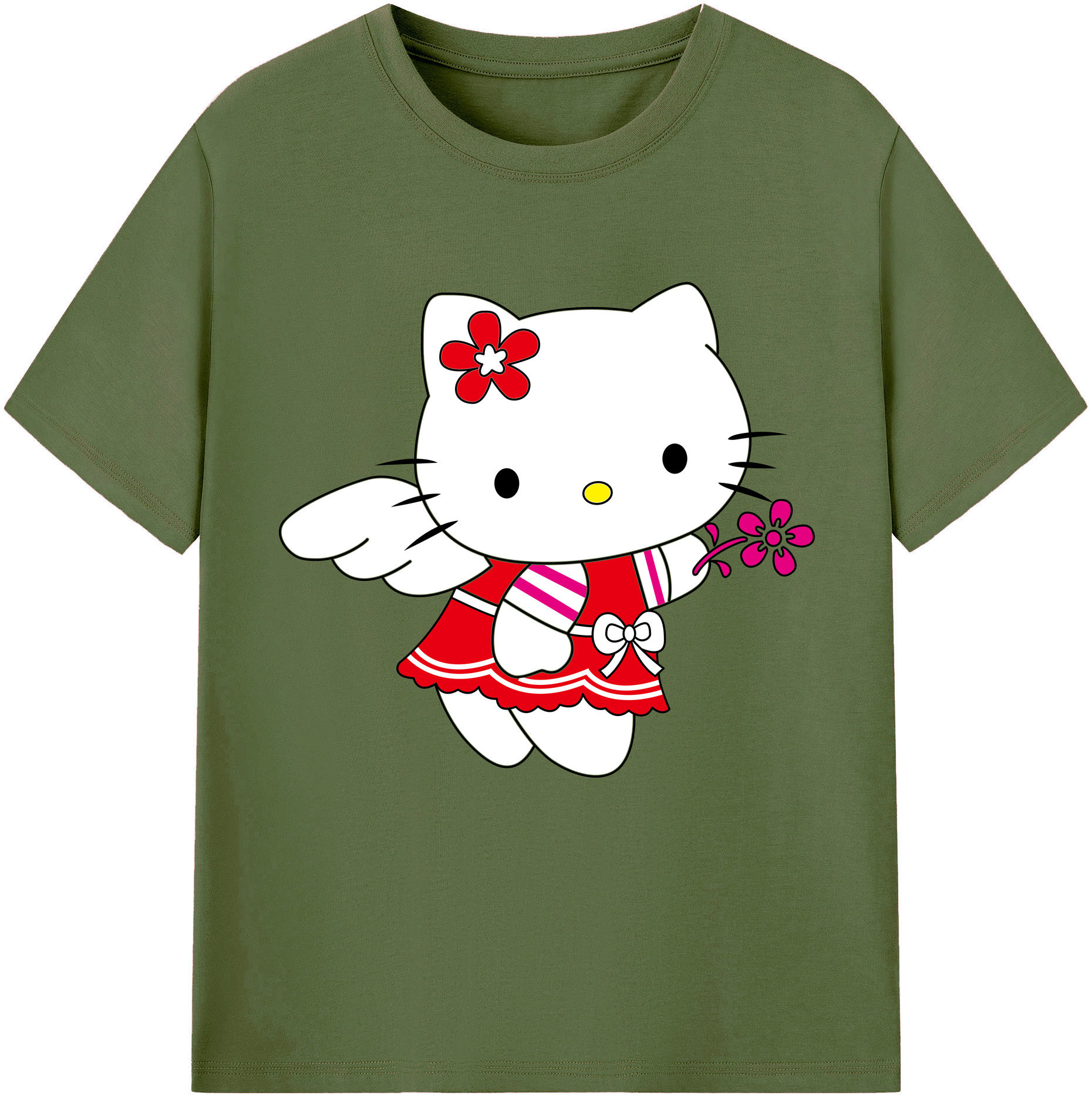 （画像用） Hello Kitty ハローキティ 綿100％半袖Tシャツ（フロントプリント）